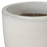 Round Distressed White Ceramic Planter Outdoor Planters LOOMLAN By Emissary