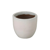 Round Distressed White Ceramic Planter Outdoor Planters LOOMLAN By Emissary