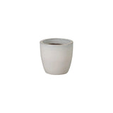 Round Distressed White Ceramic Planter Outdoor Planters LOOMLAN By Emissary