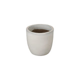 Round Distressed White Ceramic Planter Outdoor Planters LOOMLAN By Emissary