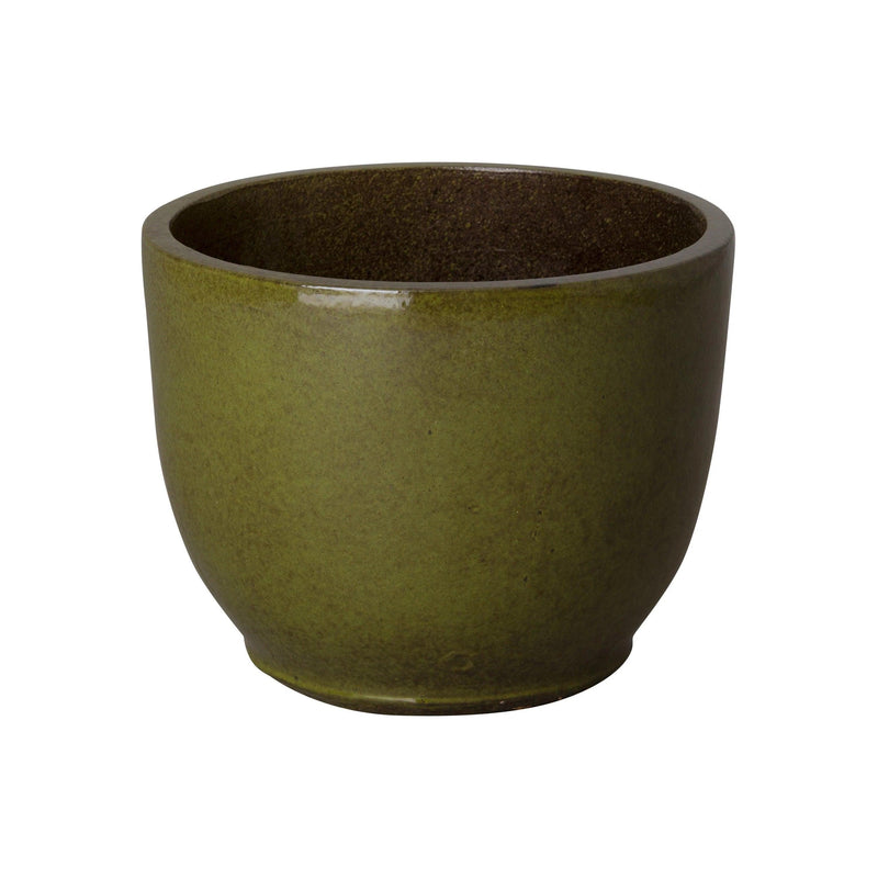 Round Handcrafted Ceramic Planter Outdoor Planters LOOMLAN By Emissary