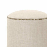 Round Marlow Ottoman Bisque French Linen Ottomans LOOMLAN By Essentials For Living