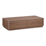 Round Off Wood Rectangular Coffee Table Coffee Tables LOOMLAN By Moe's Home