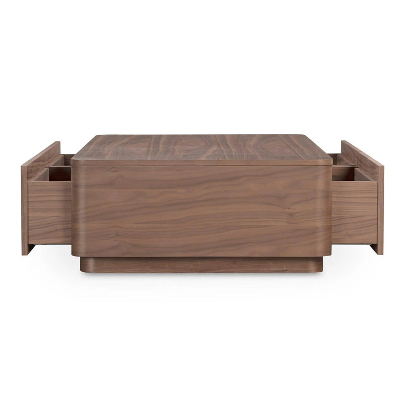 Round Off Wood Rectangular Coffee Table Coffee Tables LOOMLAN By Moe's Home