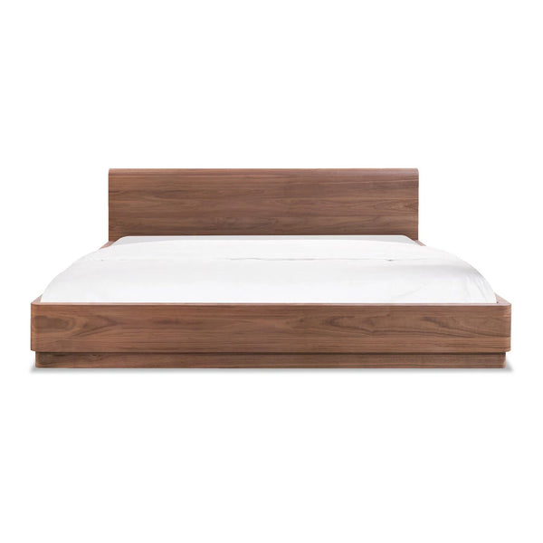 Round Off Wood Walnut Brown Bed Beds LOOMLAN By Moe's Home