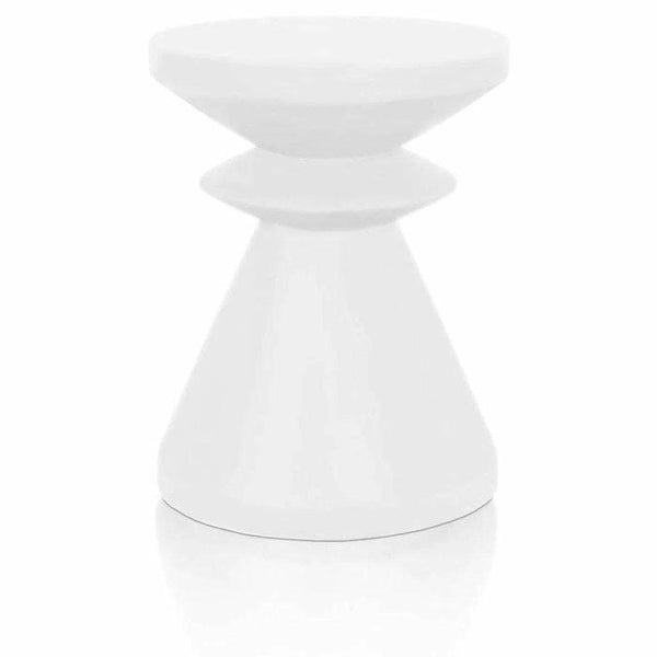 Round Pawn Accent Table Ivory Concrete Outdoor Side Tables LOOMLAN By Essentials For Living