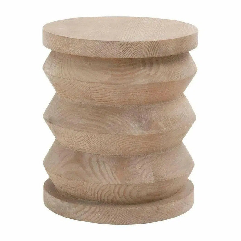 Round Pier Accent Table Smoke Gray Pine Side Tables LOOMLAN By Essentials For Living