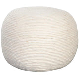 Round Pouf in White Dyed Natural Wool Poufs and Stools LOOMLAN By Diamond Sofa