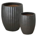 Round Ridge Ceramic Planter Outdoor Planters LOOMLAN By Emissary