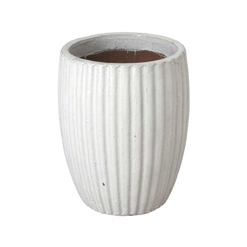 Round Ridge Ceramic Planter Outdoor Planters LOOMLAN By Emissary