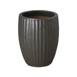 Round Ridge Ceramic Planter Outdoor Planters LOOMLAN By Emissary