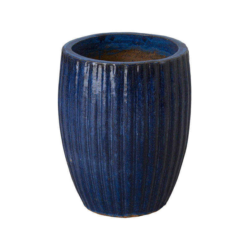 Round Ridge Ceramic Planter Outdoor Planters LOOMLAN By Emissary