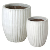 Round Ridge Ceramic Planter Outdoor Planters LOOMLAN By Emissary