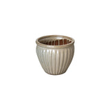 Round Ridge White Ceramic Planter Outdoor Planters LOOMLAN By Emissary