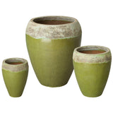 Round Textured Glaze Ceramic Planter Outdoor Planters LOOMLAN By Emissary