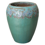 Round Textured Glaze Ceramic Planter Outdoor Planters LOOMLAN By Emissary