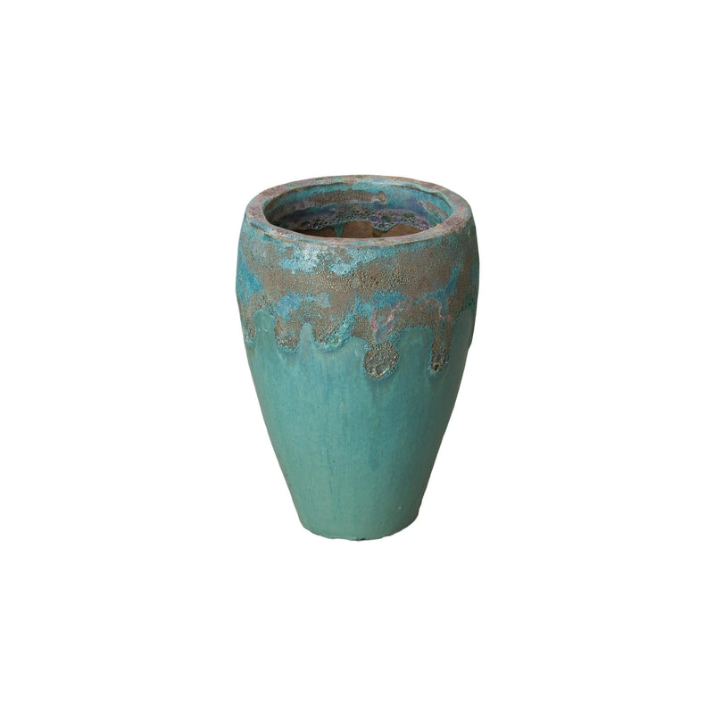 Round Textured Glaze Ceramic Planter Outdoor Planters LOOMLAN By Emissary