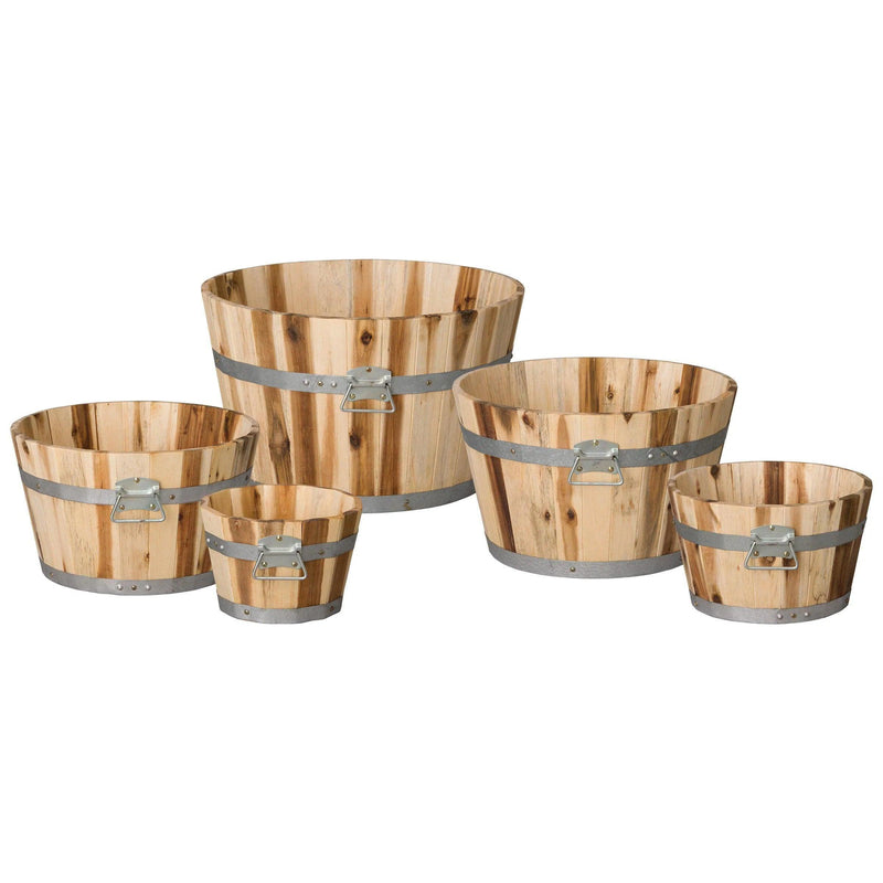 Round Wood Planter Outdoor Planters LOOMLAN By Emissary