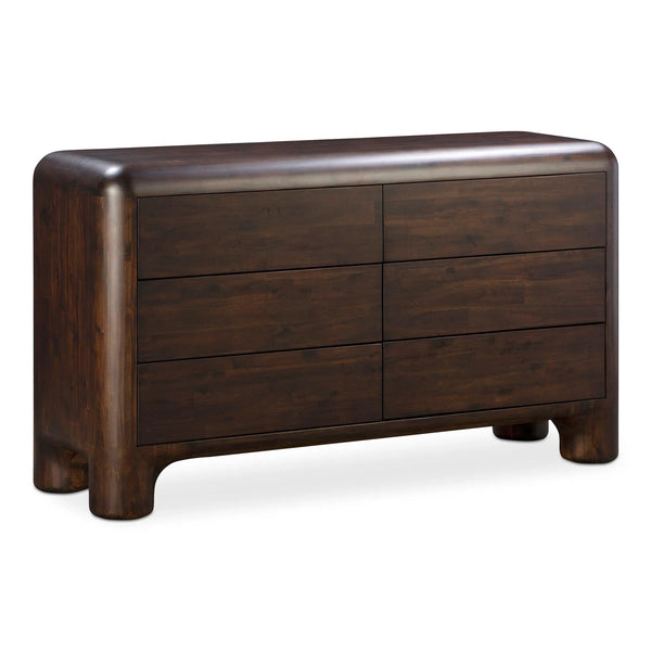 Rowan 6 Drawer Dresser Dark Brown Dressers LOOMLAN By Moe's Home