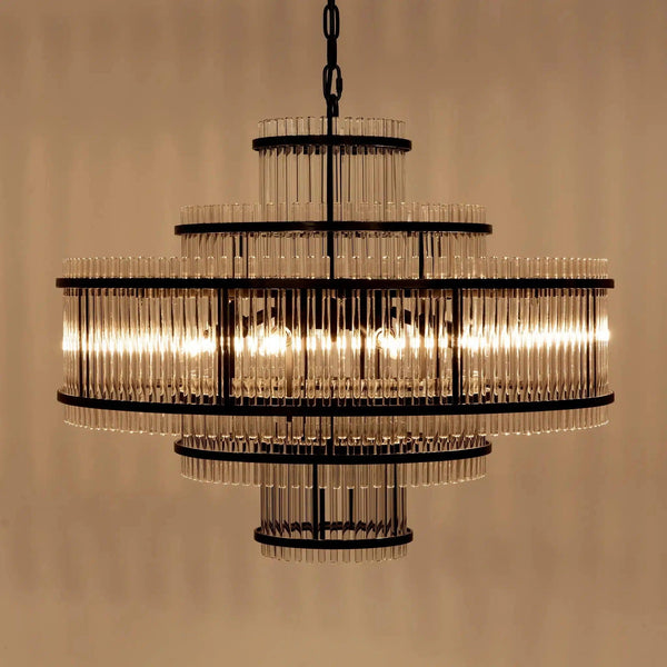 Rowan Steel and Glass Chandelier Chandeliers LOOMLAN By Noir