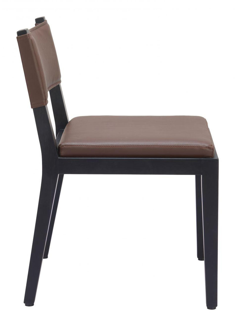 Roxas Wood Brown Armless Dining Chair (Set of 2) Dining Chairs LOOMLAN By Zuo Modern