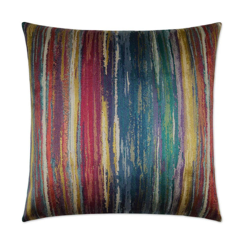 Roy G Biv Carnival Stripes Multi Color Large Throw Pillow With Insert Throw Pillows LOOMLAN By D.V. Kap