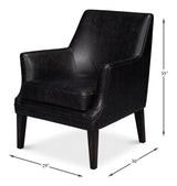 Royalton Distilled Leather Black Arm Chair Club Chairs LOOMLAN By Sarreid