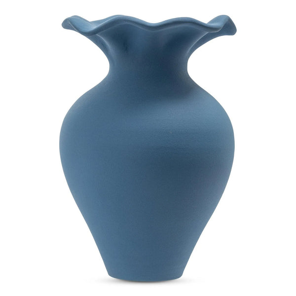 Ruffle 12In Terracotta Blue Descorative Vessel Vases & Jars LOOMLAN By Moe's Home