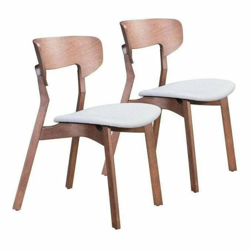 Russell Dining Chair (Set of 2) Walnut & Gray Dining Chairs LOOMLAN By Zuo Modern