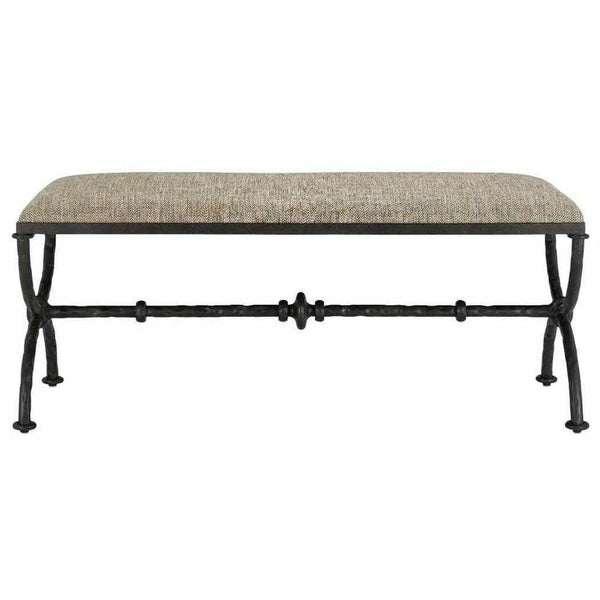 Rustic Bronze Agora Peppercorn Bench Bedroom Benches LOOMLAN By Currey & Co