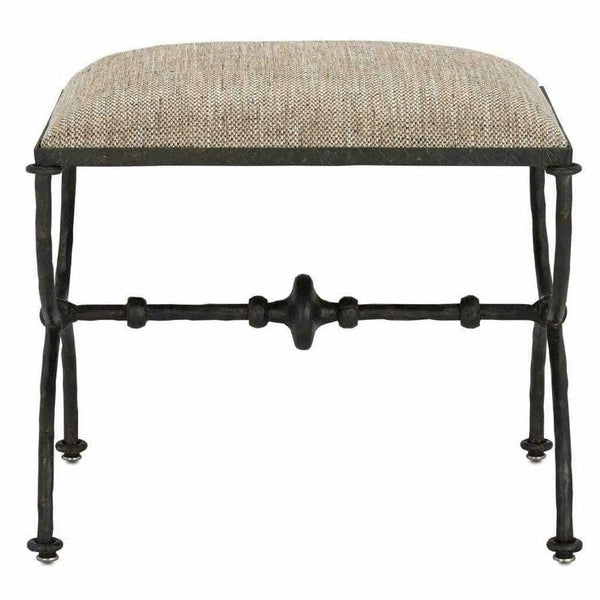 Rustic Bronze Agora Peppercorn Ottoman Ottomans LOOMLAN By Currey & Co