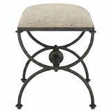 Rustic Bronze Agora Peppercorn Ottoman Ottomans LOOMLAN By Currey & Co