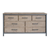 Rustic Brown Industrial Irondale 7 Drawer Dresser Dressers LOOMLAN By LH Imports