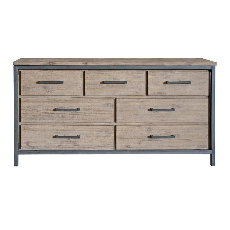 Rustic Brown Industrial Irondale 7 Drawer Dresser Dressers LOOMLAN By LH Imports