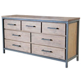 Rustic Brown Industrial Irondale 7 Drawer Dresser Dressers LOOMLAN By LH Imports