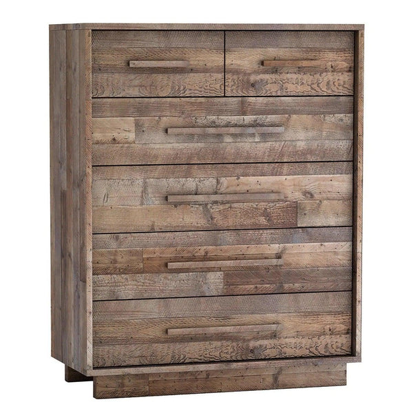 Rustic Brown Reclaimed Solid Wood Frame Nevada 6 Drawer Chest Chests LOOMLAN By LH Imports