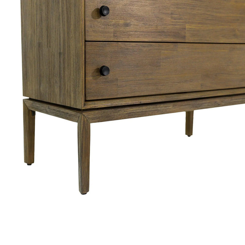 Rustic Brown Solid Wood Frame West 5 Drawer Chest Chests LOOMLAN By LH Imports