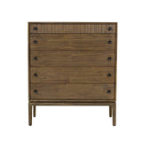 Rustic Brown Solid Wood Frame West 5 Drawer Chest Chests LOOMLAN By LH Imports