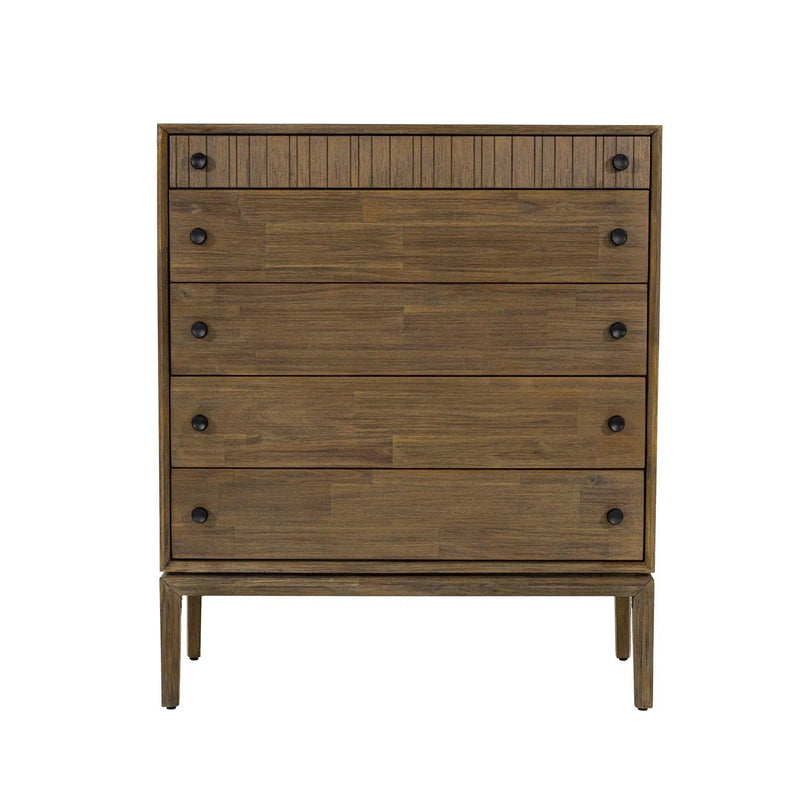 Rustic Brown Solid Wood Frame West 5 Drawer Chest Chests LOOMLAN By LH Imports