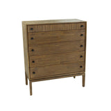 Rustic Brown Solid Wood Frame West 5 Drawer Chest Chests LOOMLAN By LH Imports