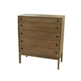 Rustic Brown Solid Wood Frame West 5 Drawer Chest Chests LOOMLAN By LH Imports