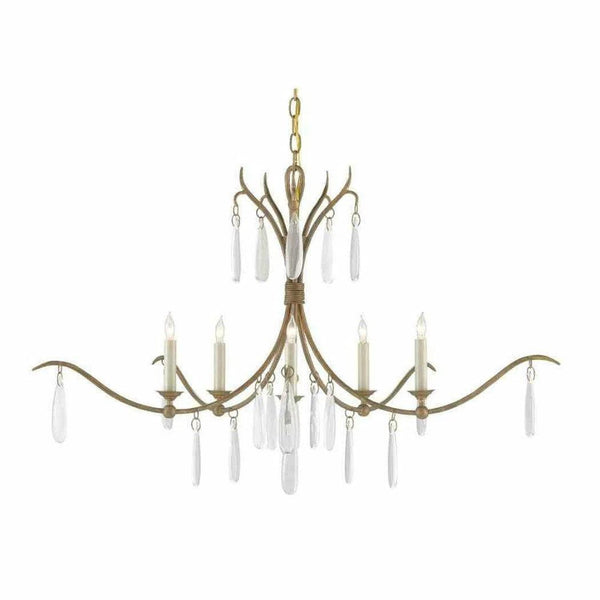 Rustic Gold Faux Rock Crystal Marshallia Small Chandelier Chandeliers LOOMLAN By Currey & Co