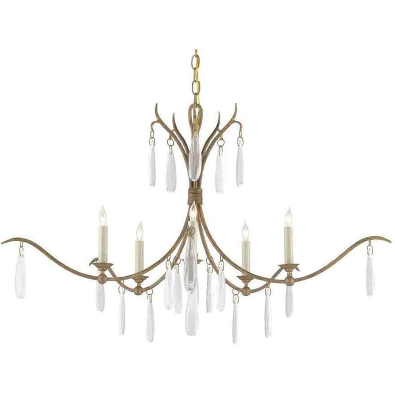 Rustic Gold Faux Rock Crystal Marshallia Small Chandelier Chandeliers LOOMLAN By Currey & Co