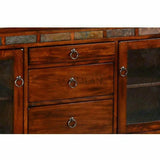 Rustic Mahogany Entertainment Center TV Stand Media Console Slate TV Stands & Media Centers LOOMLAN By Sunny D