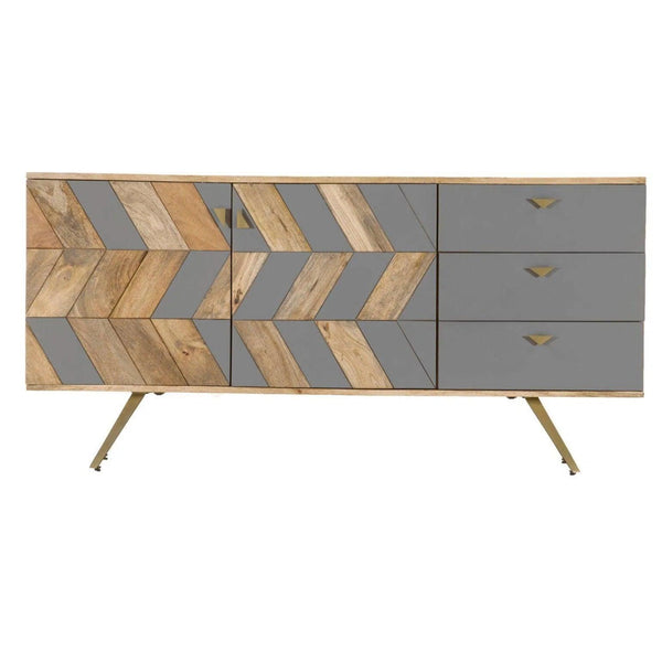 Rustic Natural Brown Solid Mango Wood Sideboard With Drawers Sideboards LOOMLAN By LH Imports