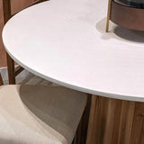 Rustic Round Beige and White Dining Table Concrete Top Dining Tables LOOMLAN By LH Imports