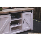 Rustic Two-Tone White Reclaimed Pine Wood Sideboard Sliding Doors Sideboards LOOMLAN By LH Imports