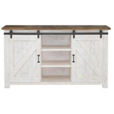 Rustic Two-Tone White Reclaimed Pine Wood Sideboard Sliding Doors Sideboards LOOMLAN By LH Imports