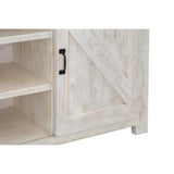 Rustic Two-Tone White Reclaimed Pine Wood Sideboard Sliding Doors Sideboards LOOMLAN By LH Imports