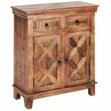 Rustic Wood 2 Drawer 2 Door Accent Cabinet Rustic X Collection Accent Cabinets LOOMLAN By LOOMLAN